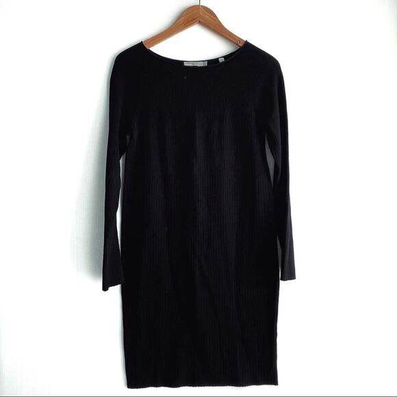 Vince. Wool blend scoop neck long sleeve sweater dress ribbed black size XS - Picture 3 of 10